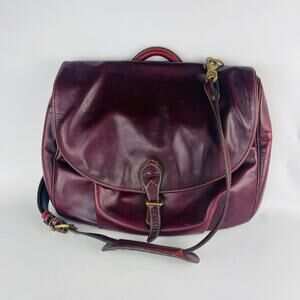 Holland Sport USA Burgundy Leather Messenger Bag 16 x 13